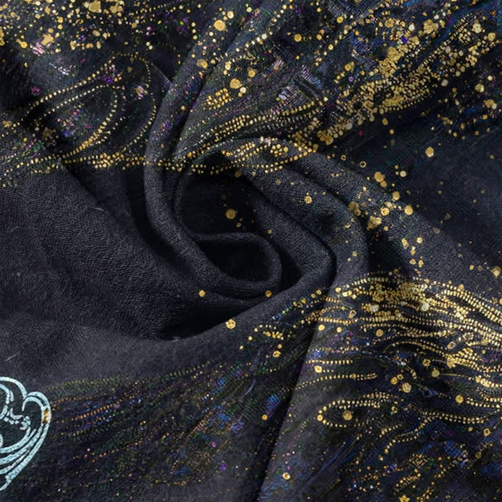 Buddha Stones Henley-Herrenhemd mit halben Ärmeln und halbem Knopfverschluss, inspiriert von der Galaxie und Baumwoll-Splatter-Farbgebung - image 4