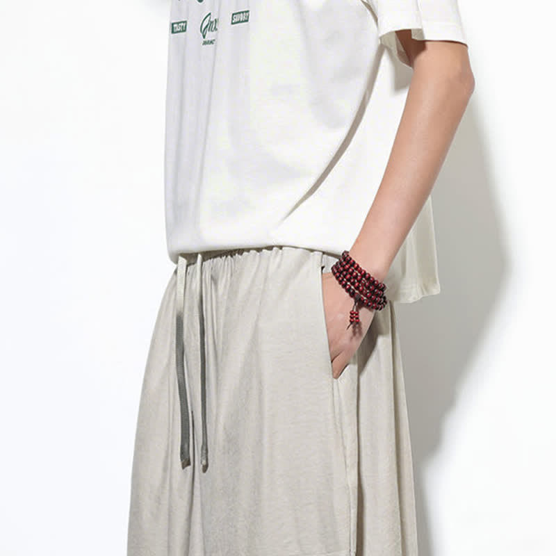 Buddha Stones Frühlingstaugliche, einfarbige, knöchellange Herren-Haremshose aus Baumwolle mit Kordelzug und Taschen - image 17