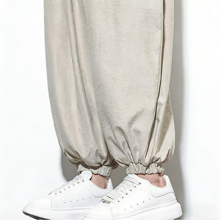 Buddha Stones Frühlingstaugliche, einfarbige, knöchellange Herren-Haremshose aus Baumwolle mit Kordelzug und Taschen - image 18