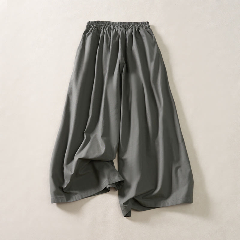 Buddha Stones Sommerliche, plissierte Damenhose mit elastischem Bund, kurzem Bein und Taschen - image 8