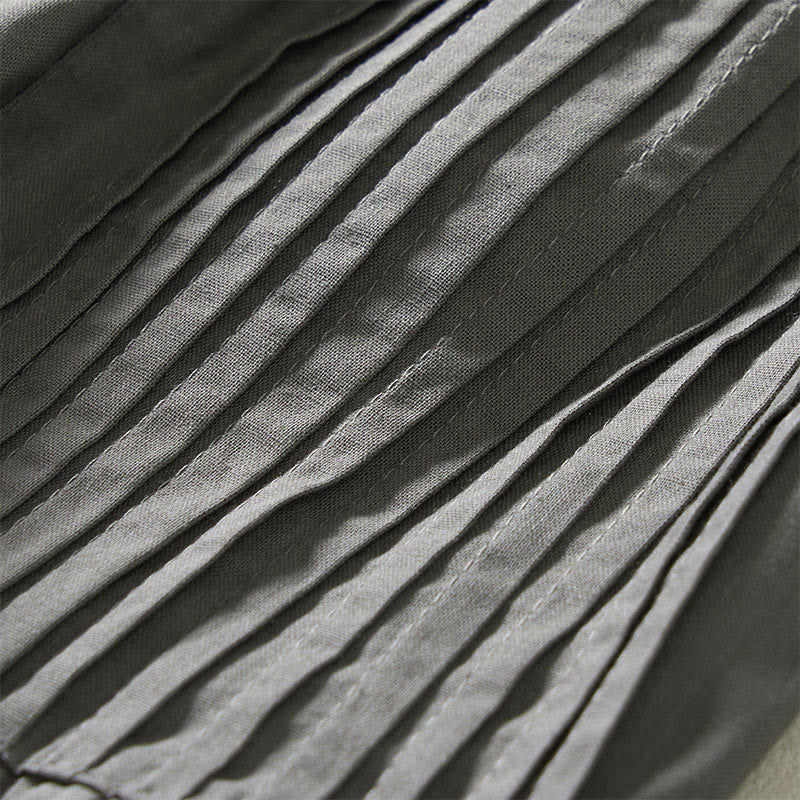Buddha Stones Sommerliche, plissierte Damenhose mit elastischem Bund, kurzem Bein und Taschen - image 11