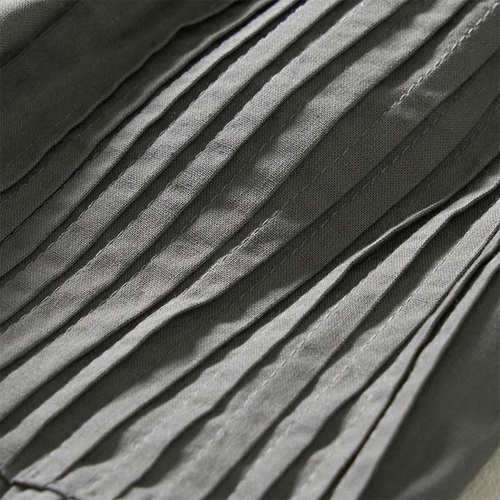 Buddha Stones Sommerliche, plissierte Damenhose mit elastischem Bund, kurzem Bein und Taschen - image 11