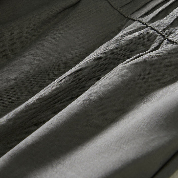 Buddha Stones Sommerliche, plissierte Damenhose mit elastischem Bund, kurzem Bein und Taschen - image 12