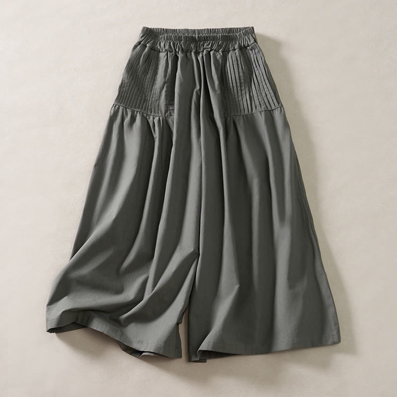 Buddha Stones Sommerliche, plissierte Damenhose mit elastischem Bund, kurzem Bein und Taschen - DimGray - US 8-10, UK/AU 12-14, EU 40-42 (2XL) - image 7