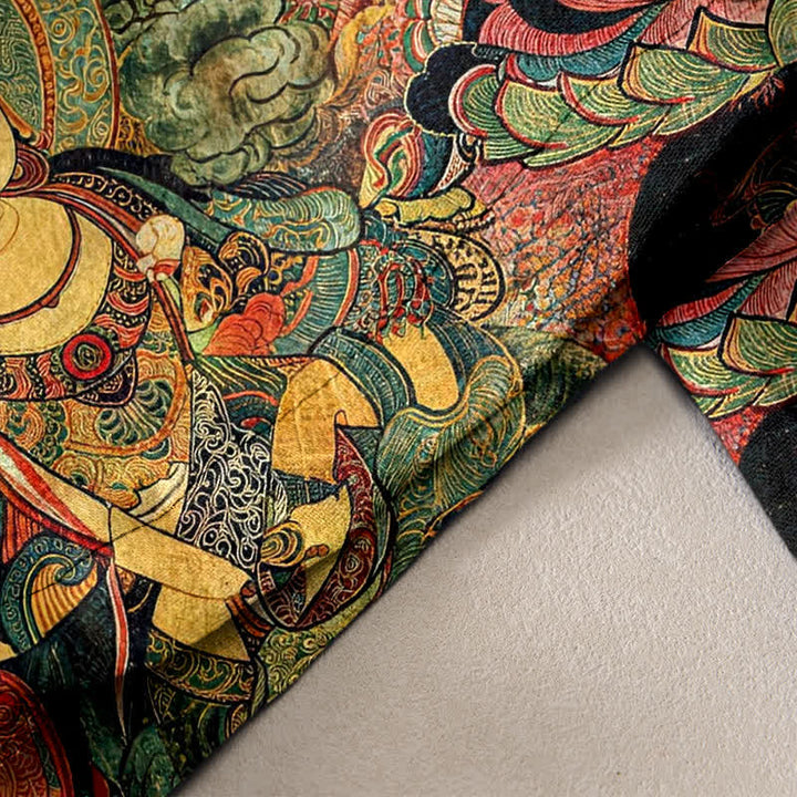 Buddha Stones Damenhose aus reiner Baumwolle mit mehreren Buddha-Mustern, elastischem Bund und Taschen - image 2