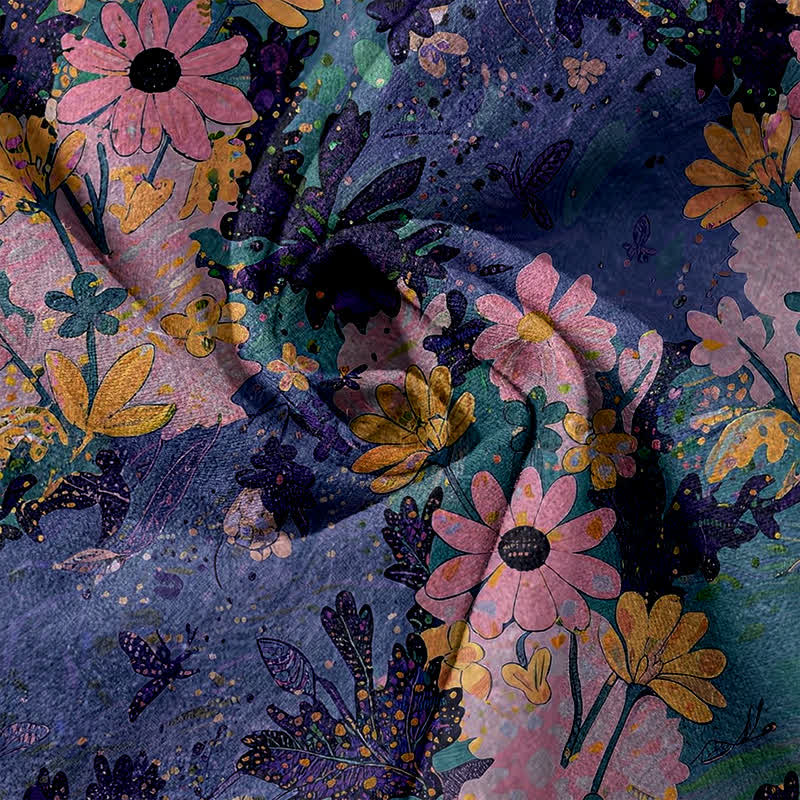 Buddha Stones Bunte Damenhose aus reiner Baumwolle mit Blumenmuster, elastischem Bund und Taschen - image 3
