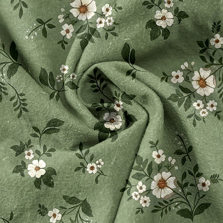Buddha Stones Damenhose aus reiner Baumwolle mit zartem Blumenmuster, elastischem Bund und Taschen - image 2