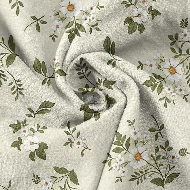 Buddha Stones Damenhose aus reiner Baumwolle mit zartem Blumenmuster, elastischem Bund und Taschen - image 5