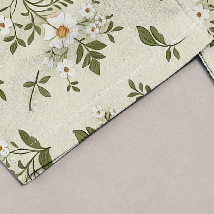 Buddha Stones Damenhose aus reiner Baumwolle mit zartem Blumenmuster, elastischem Bund und Taschen - image 4