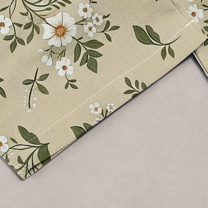 Buddha Stones Damenhose aus reiner Baumwolle mit zartem Blumenmuster, elastischem Bund und Taschen - image 7
