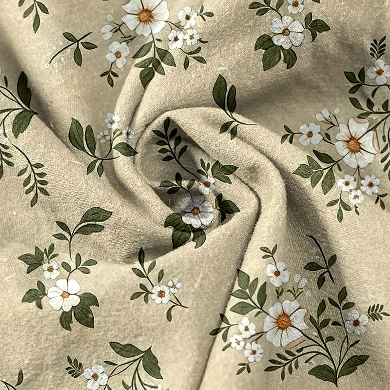 Buddha Stones Damenhose aus reiner Baumwolle mit zartem Blumenmuster, elastischem Bund und Taschen - image 8