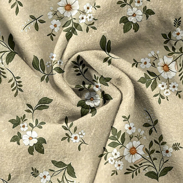 Buddha Stones Damenhose aus reiner Baumwolle mit zartem Blumenmuster, elastischem Bund und Taschen - image 8