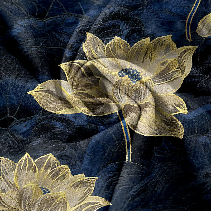 Buddha Stones Damenhose mit Lotusmuster, aus reiner Baumwolle, elastischem Bund und Taschen - image 3