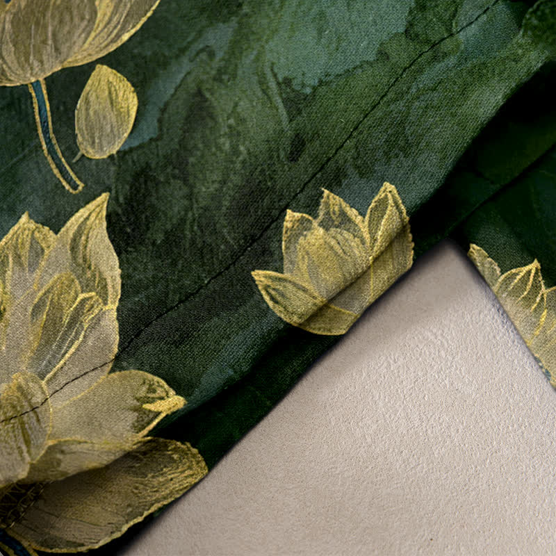 Buddha Stones Damenhose mit Lotusmuster, aus reiner Baumwolle, elastischem Bund und Taschen - image 10