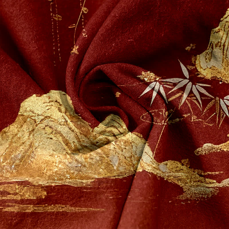 Buddha Stones Baumwollhose für Damen mit Bergmond- und Schmetterlingsmuster, elastischem Bund und Taschen - image 5