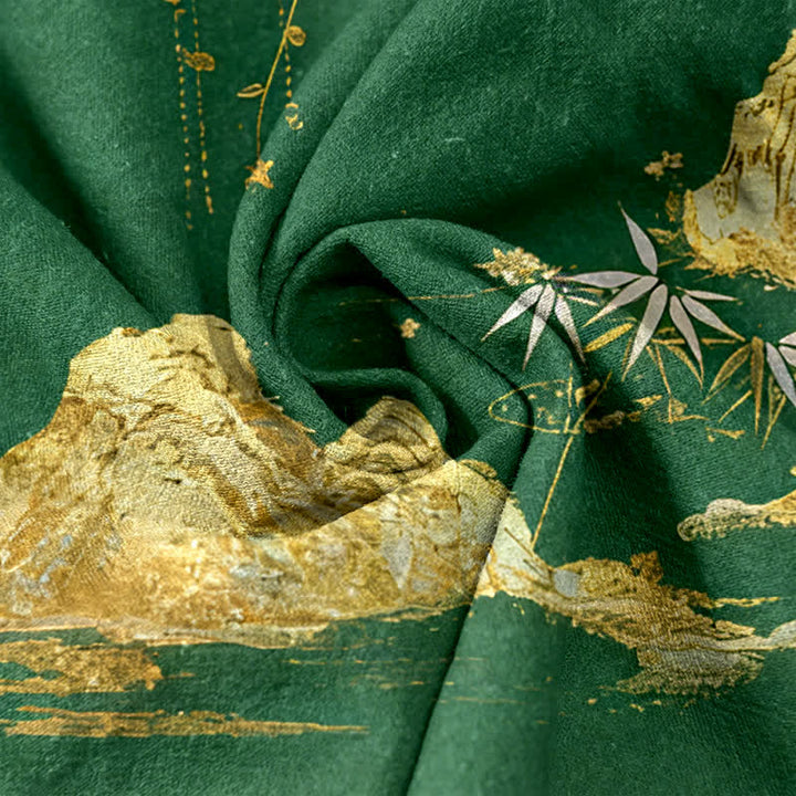 Buddha Stones Baumwollhose für Damen mit Bergmond- und Schmetterlingsmuster, elastischem Bund und Taschen - image 8