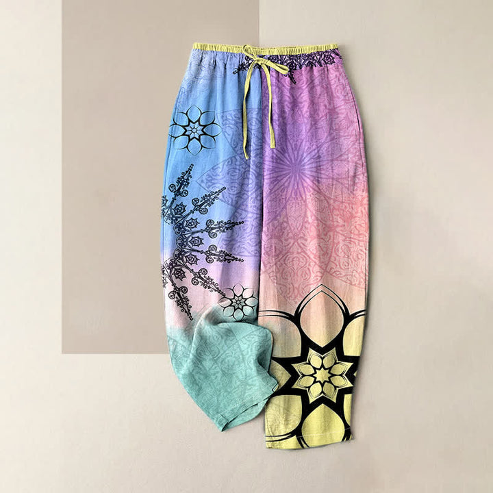 Buddha Stones Damenhose aus Baumwolle mit Mandala-Print, Farbverlauf und elastischem Bund, Taschen - Pflaume - US16, UK/AU20, EU48 (3XL) - image 6