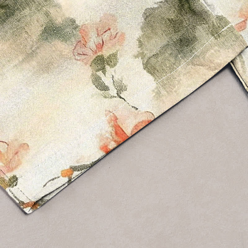 Buddha Stones Damenhose aus reiner Baumwolle mit Schmetterlings- und Blumenmuster und Taschen - image 1