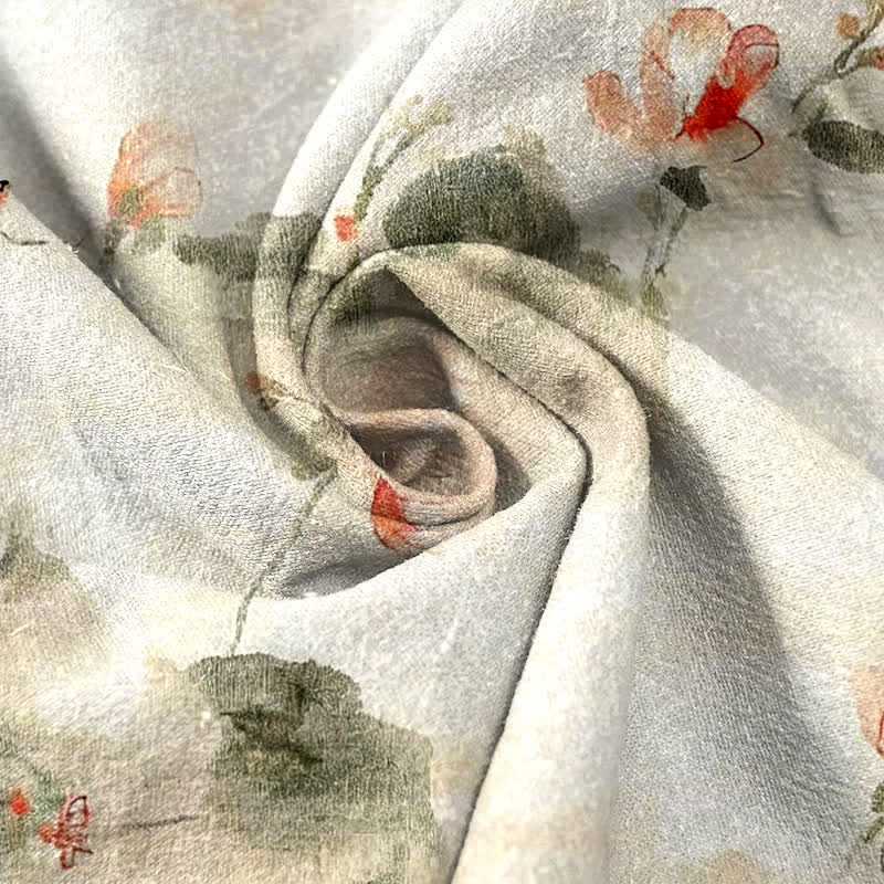 Buddha Stones Damenhose aus reiner Baumwolle mit Schmetterlings- und Blumenmuster und Taschen - image 2