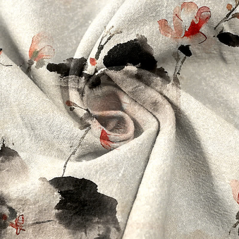 Buddha Stones Damenhose aus reiner Baumwolle mit Schmetterlings- und Blumenmuster und Taschen - image 8