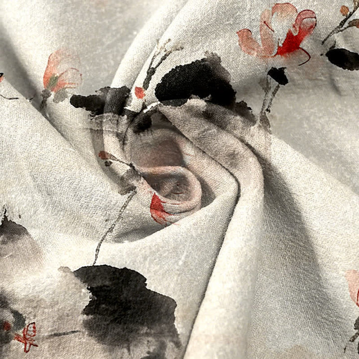 Buddha Stones Damenhose aus reiner Baumwolle mit Schmetterlings- und Blumenmuster und Taschen - image 8