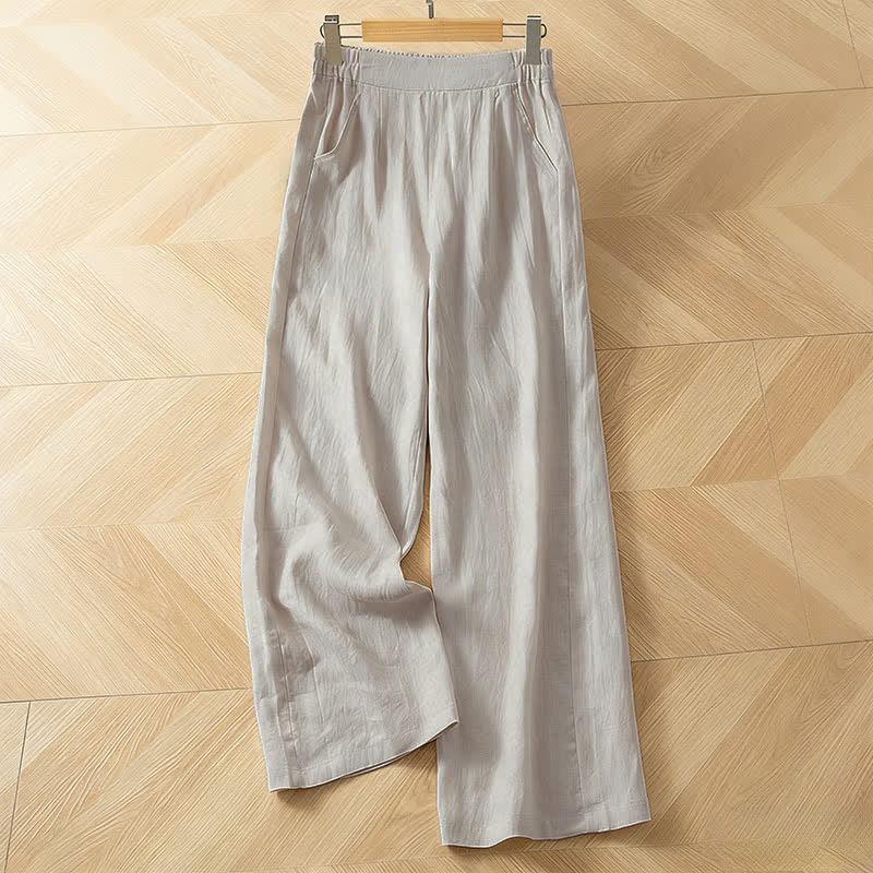 Buddha Stones Damen-Frühlingshose mit hohem elastischem Bund, weitem Bein und Seitentaschen - Beige - US 8-10, UK/AU 12-14, EU 40-42 (2XL) - image 14