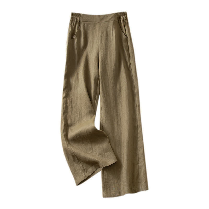 Buddha Stones Damen-Frühlingshose mit hohem elastischem Bund, weitem Bein und Seitentaschen - image 13