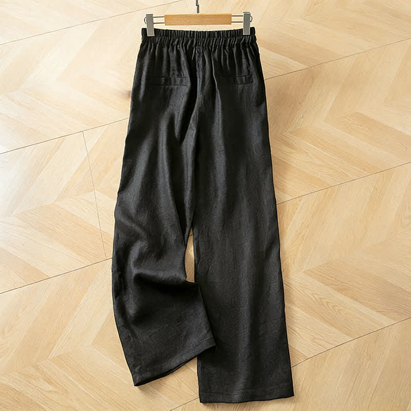 Buddha Stones Damen-Frühlingshose mit hohem elastischem Bund, weitem Bein und Seitentaschen - image 29