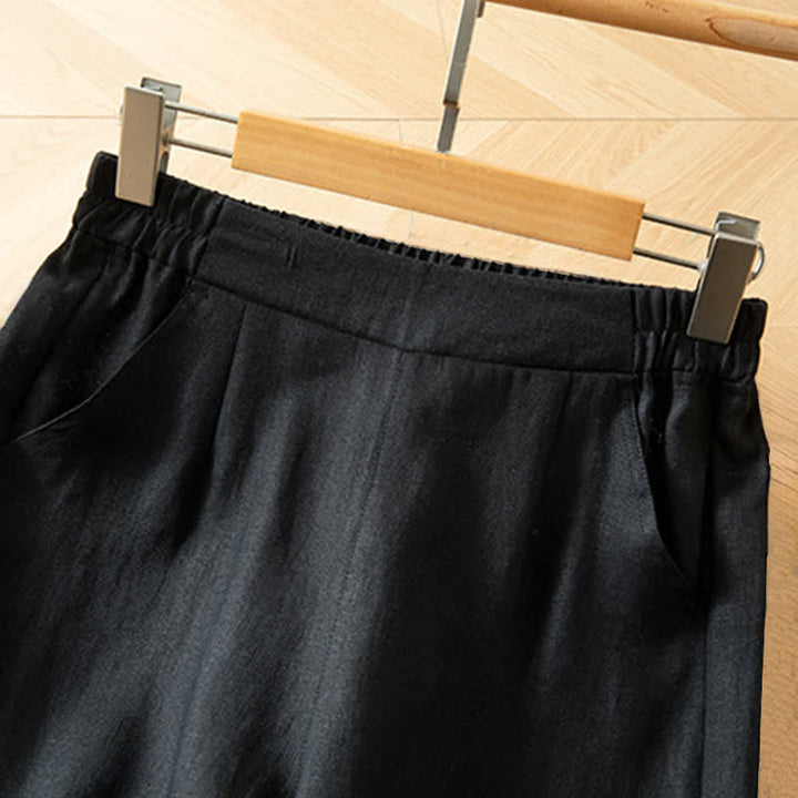 Buddha Stones Damen-Frühlingshose mit hohem elastischem Bund, weitem Bein und Seitentaschen - image 30