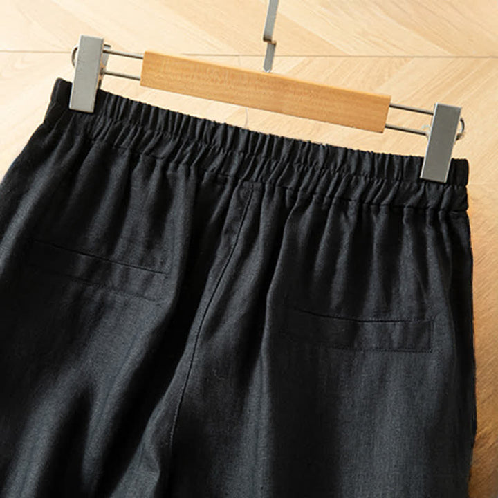 Buddha Stones Damen-Frühlingshose mit hohem elastischem Bund, weitem Bein und Seitentaschen - image 31