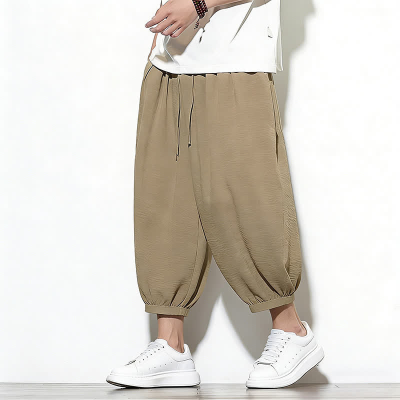 Buddha Stones Frühlingsfarbene Herren-Haremshose mit Kordelzug und elastischem Design - Bräunen - US/ UK/AU46, EU56 (5XL) - image 28