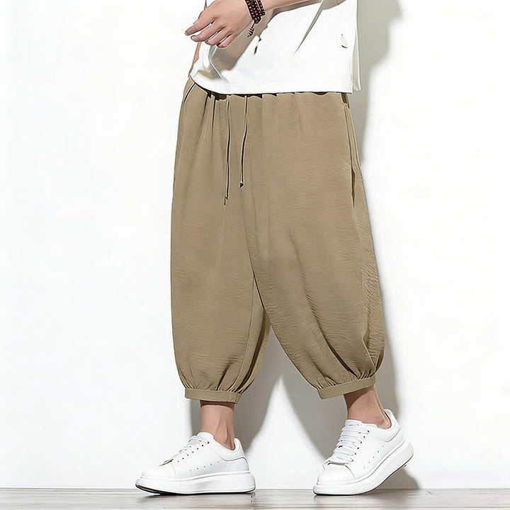 Buddha Stones Frühlingsfarbene Herren-Haremshose mit Kordelzug und elastischem Design - Bräunen - US/ UK/AU46, EU56 (5XL) - image 28