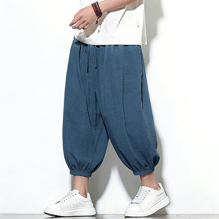 Buddha Stones Frühlingsfarbene Herren-Haremshose mit Kordelzug und elastischem Design - SteelBlue - US/ UK/AU46, EU56 (5XL) - image 37