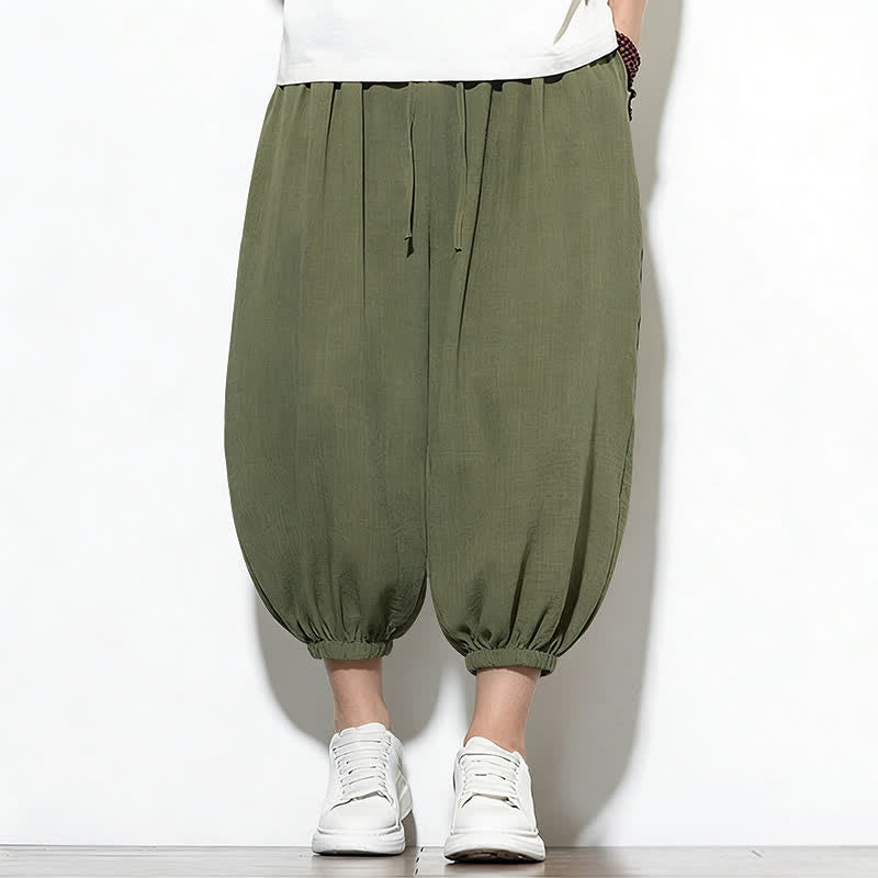 Buddha Stones Frühlingsfarbene Herren-Haremshose mit Kordelzug und elastischem Design - image 5