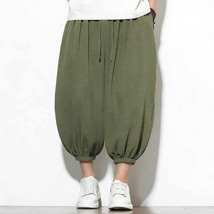 Buddha Stones Frühlingsfarbene Herren-Haremshose mit Kordelzug und elastischem Design - image 5