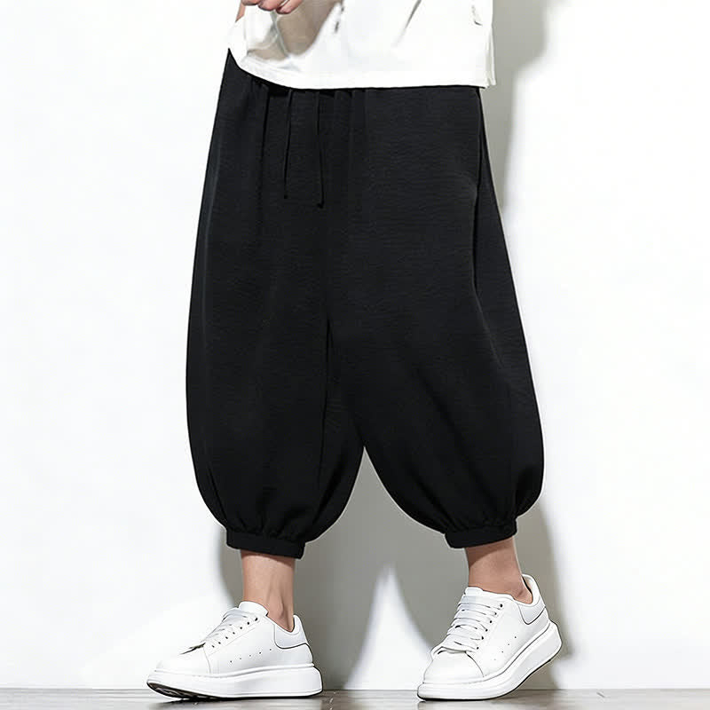 Buddha Stones Frühlingsfarbene Herren-Haremshose mit Kordelzug und elastischem Design - Schwarz - US/ UK/AU46, EU56 (5XL) - image 21