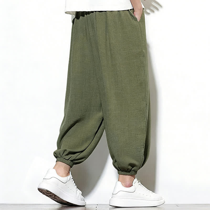 Buddha Stones Frühlingsfarbene Herren-Haremshose mit Kordelzug und elastischem Design - image 4