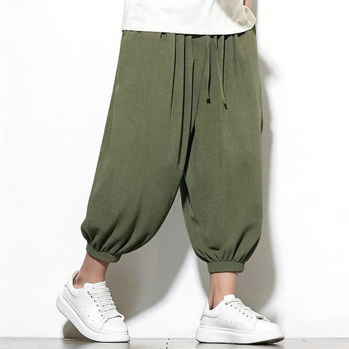 Buddha Stones Frühlingsfarbene Herren-Haremshose mit Kordelzug und elastischem Design - image 6