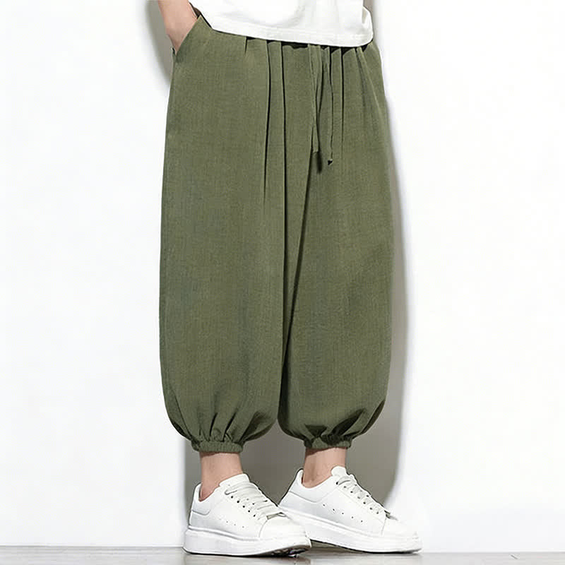 Buddha Stones Frühlingsfarbene Herren-Haremshose mit Kordelzug und elastischem Design - image 2