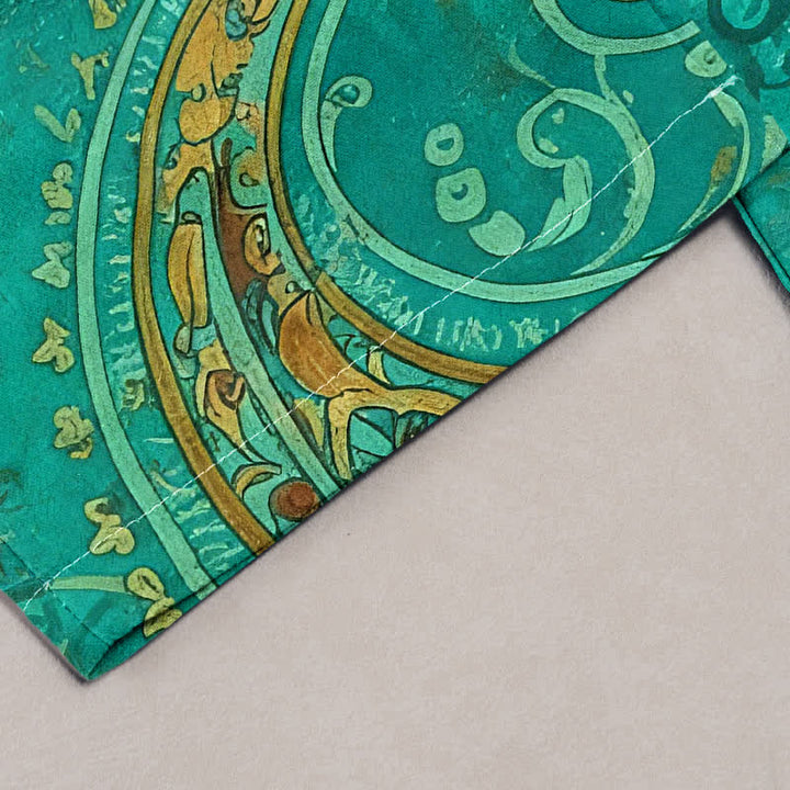 Buddha Stones Damenhose aus Baumwolle mit Paisley-Mandala-Muster, elastischem Bund und Taschen - image 1