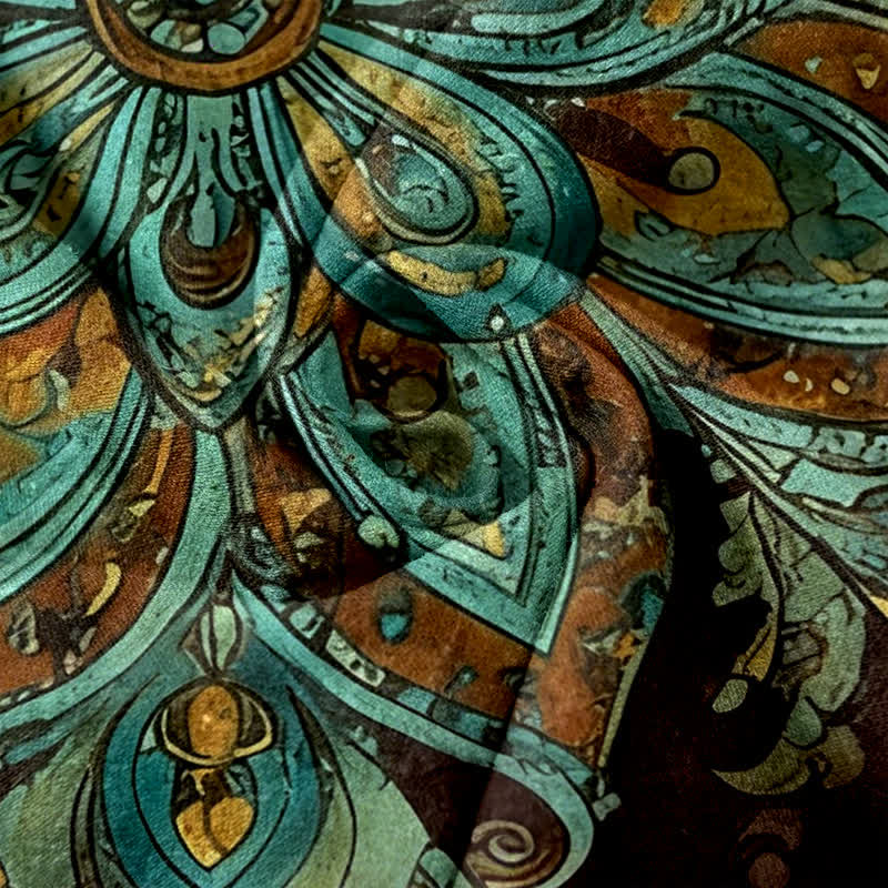 Buddha Stones Damenhose aus Baumwolle mit Paisley-Mandala-Muster, elastischem Bund und Taschen - image 5