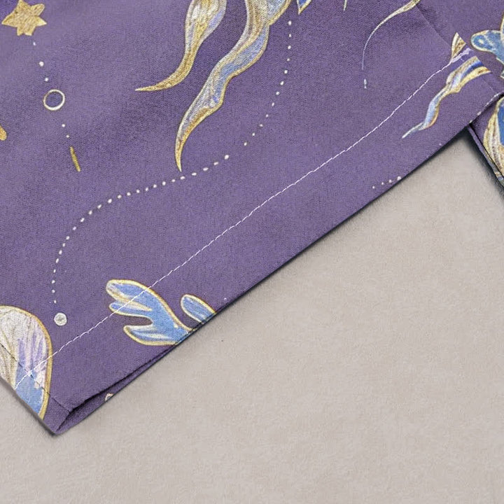 Buddha Stones Damenhose aus reiner Baumwolle mit Quallenmuster, elastischem Bund und Taschen - image 4