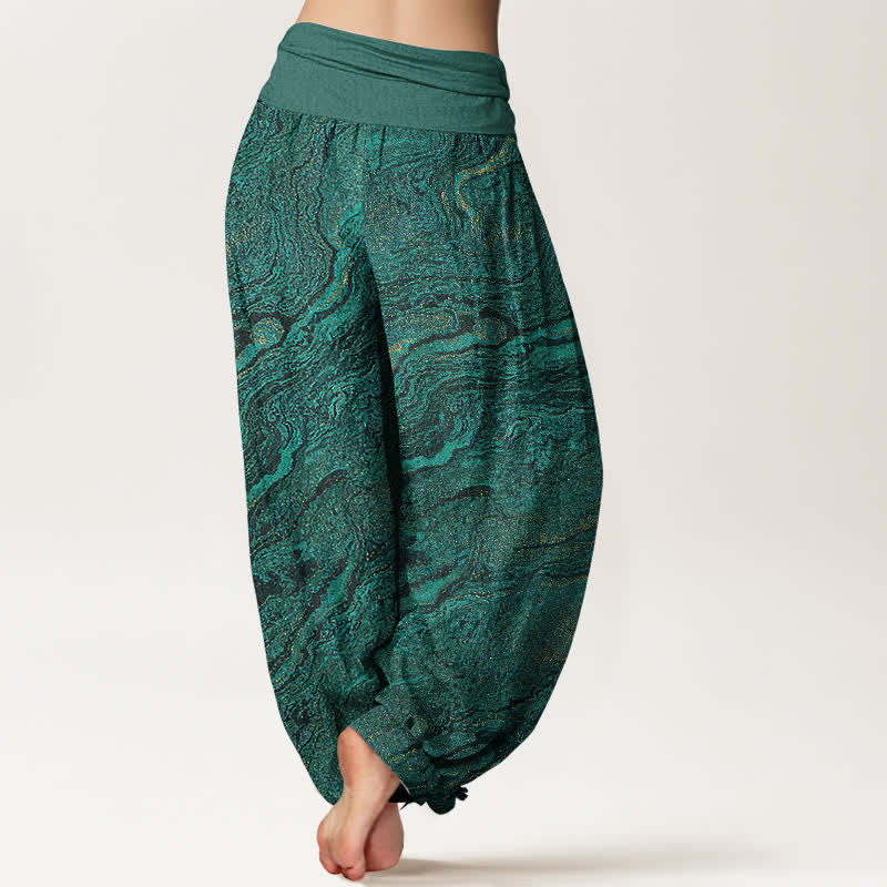 Buddha Stones Ripple Damen-Haremshose aus reiner Baumwolle mit hohem elastischem Bund - image 1