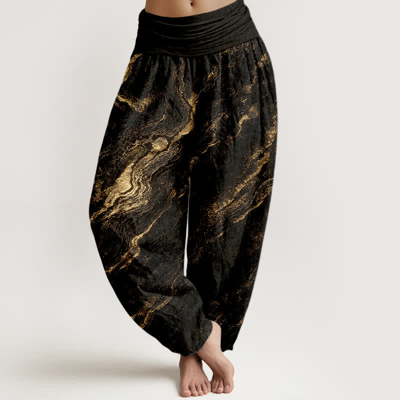 Buddha Stones Ripple Damen-Haremshose aus reiner Baumwolle mit hohem elastischem Bund - Schwarz - US16, UK/AU20, EU48 (3XL) - image 8