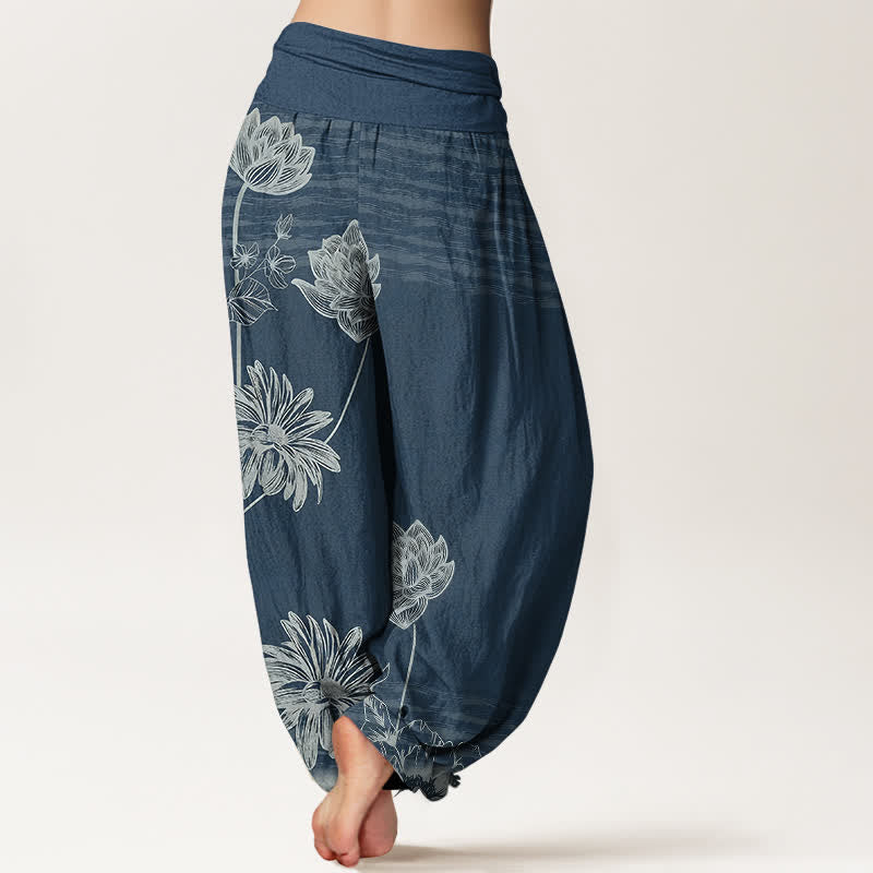 Buddha Stones Lotus High Waist Design Damen-Haremshose aus Baumwolle - image 1