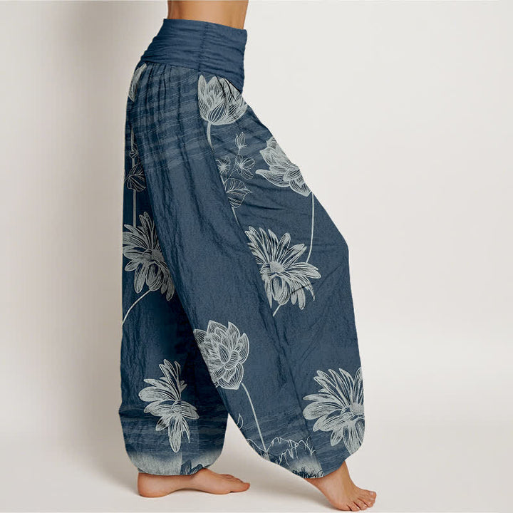 Buddha Stones Lotus High Waist Design Damen-Haremshose aus Baumwolle - image 2