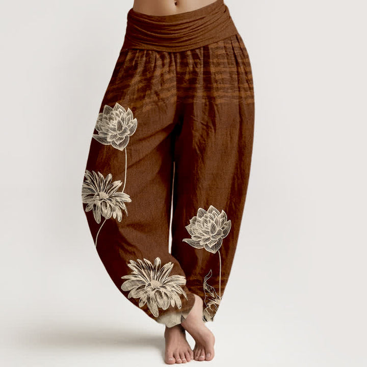 Buddha Stones Lotus High Waist Design Damen-Haremshose aus Baumwolle - Sattelbraun - US16, UK/AU20, EU48 (3XL) - image 5
