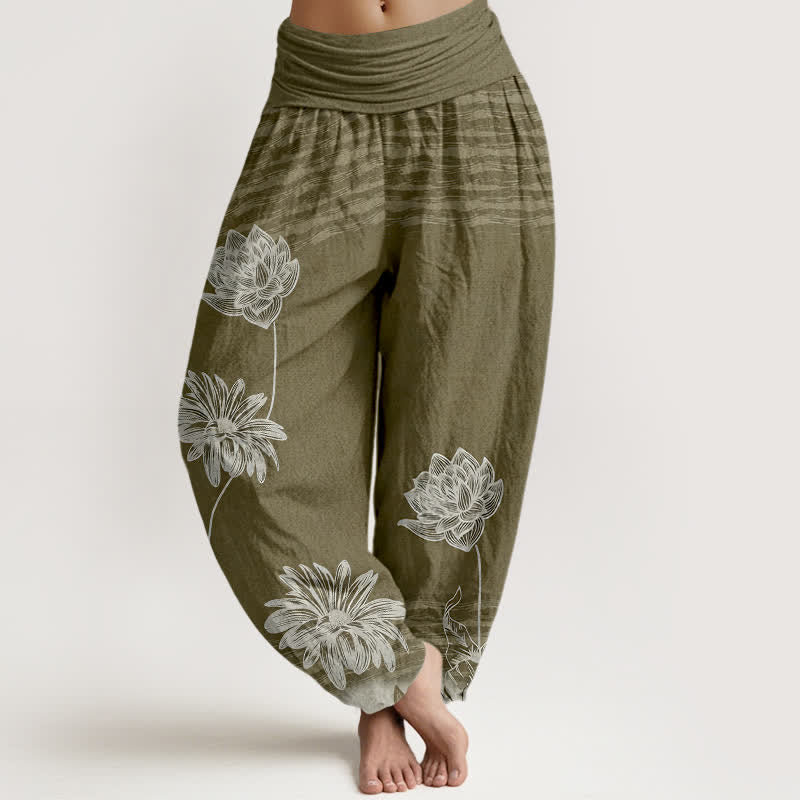 Buddha Stones Lotus High Waist Design Damen-Haremshose aus Baumwolle - Olive - US16, UK/AU20, EU48 (3XL) - image 8