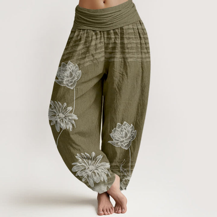 Buddha Stones Lotus High Waist Design Damen-Haremshose aus Baumwolle - Olive - US16, UK/AU20, EU48 (3XL) - image 8