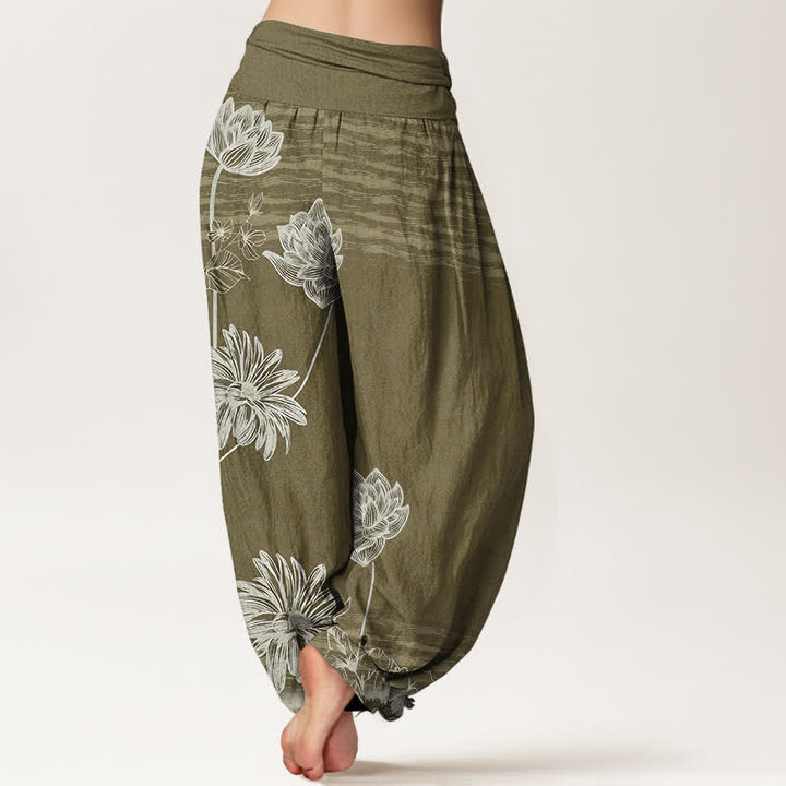 Buddha Stones Lotus High Waist Design Damen-Haremshose aus Baumwolle - image 9